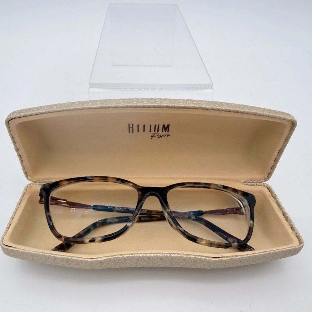 Helium Paris 4310 Marble Eyeglasses Frames 52-16-135 Case Rhinestone Temple